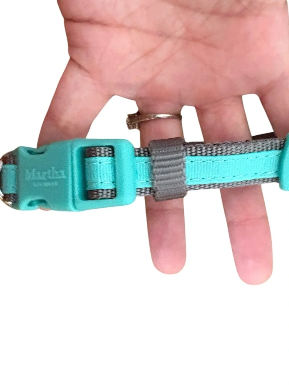 Martha Stewart Dog Collar adjustable nylon blue size 14 NEW